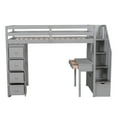 thumbnail image 4 of Twin Wood Loft Bed with Stairs and Wardrobe, Loft Bed with Storage Shelves and Drawer, Loft Twin Bed with Desk, Maximized space for Teenagers, Multiple Functions Bed(Gray), 4 of 8