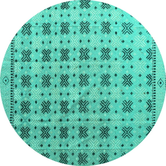 Ahgly Company Indoor Round Abstract Turquoise Blue Modern Area Rugs, 8' Round