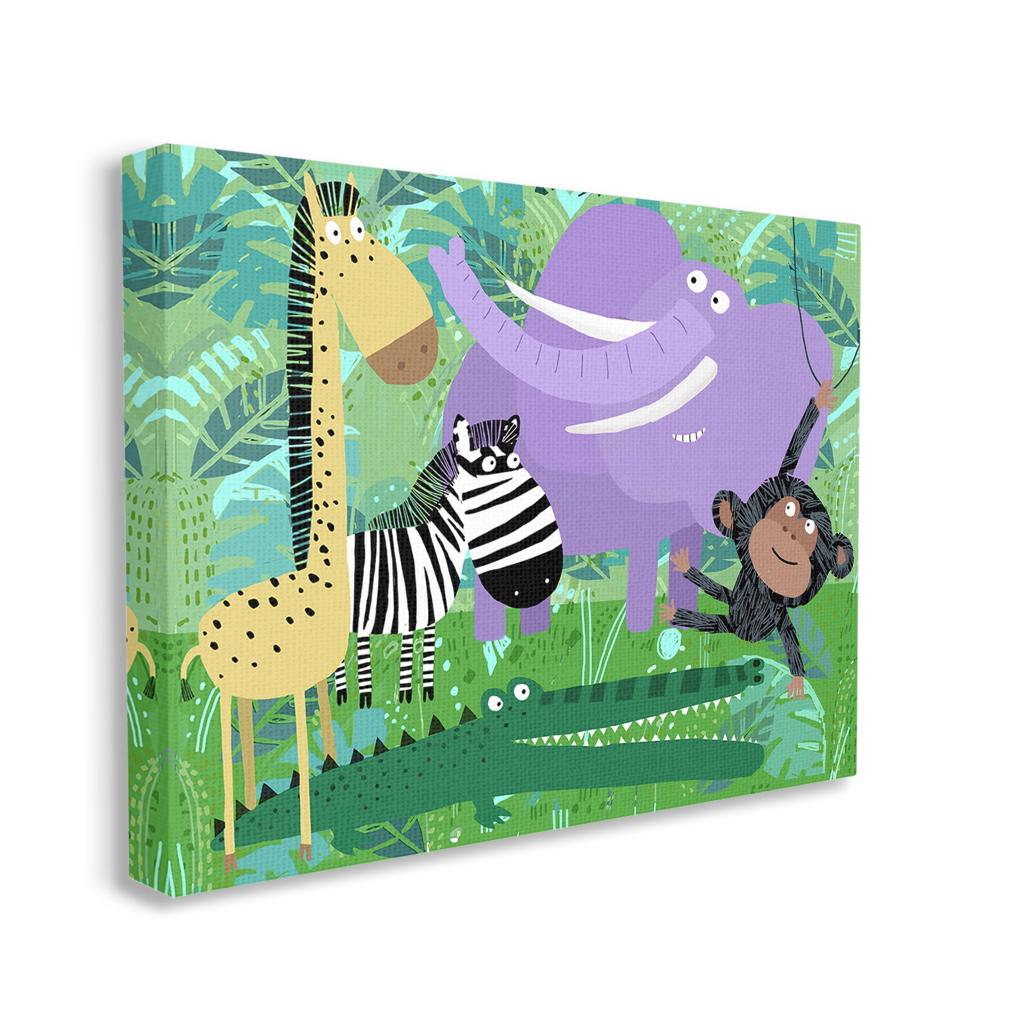 Stupell Industries Jungle Wildlife Animals Animals & Insects Painting Gallery Wrapped Canvas Art Print Wall Art, 30 x 24
