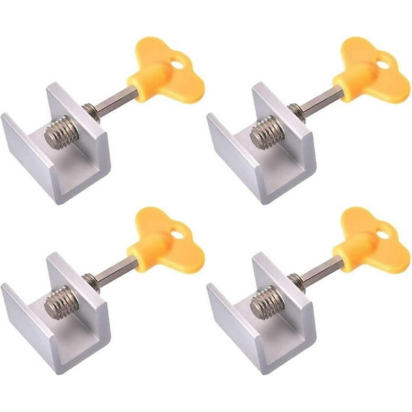 Window Locks, 4 Pack Aluminum Sliding Window Locks, Adjustable Frame Security Lock for Sliding Door with Keys(B