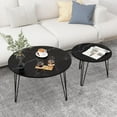thumbnail image 2 of CQSXDA Round Nesting Coffee Table Set Marble Tabletop Sturdy Metal Frame Living & Bedroom Furniture Decor, 2 of 12
