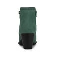 thumbnail image 2 of BLISSFUL STEP Women's Shoes Round Toe Stacked Block Heel Zipper Ankle Boots Green 9, 2 of 7