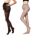 thumbnail image 2 of Cuteam Pregnant Women's Plus Size Silky Stockings Pantyhose Stretchy Tights One Size, 2 of 5