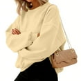 thumbnail image 6 of Xyxonk Oversized Sweatshirt for Women Crewneck 2025 Fall Winter Pullover Sweaters Casual Comfy Long Sleeves Tops Fashion Teen Girls Preppy Clothing,Khaki 3XL, 6 of 6