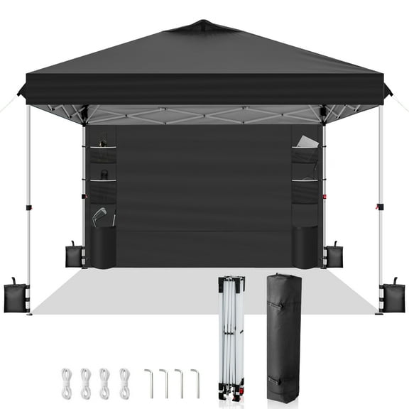 Zimtown 10' x 10' Ez Up Pop Up Canopy Tent Outdoor Instant Shelter W/ Carry Bag,Black