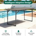 thumbnail image 3 of HOUSNIFLEX 4FT Folding Table, Adjustable Height 23–29in, Heavy Duty Portable Table, Waterproof HDPE, Fold-in-Half for Picnic & Indoor, Khaki, 3 of 9