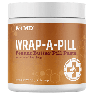 Pet MD Wrap A Pill Peanut Butter Flavor Pill Paste for Dogs - Make a Pocket or Pouch to Hide Pills & Medication - 8 oz