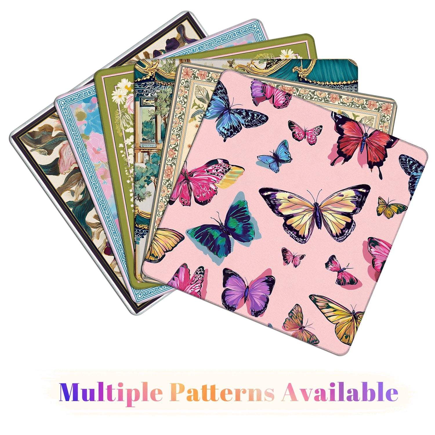 Mahjong Mat 31.5" x 31.5" Seamless butterflies Non-Slip Noise Reduction American Mahjong Tiles Table Cover for Dominoes Poker Card Board Games Gift