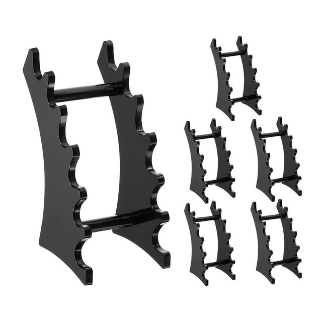 Soporte para bolígrafos de plástico de 6 piezas, soporte de exhibición de bolígrafos de acrílico de 6 ranuras, organizador horizontal de brochas de maquillaje negro