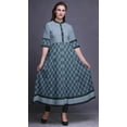 thumbnail image 2 of Bimba Blue Dot & Floral Block Printed Anarkali For Women A Line Indian Kurti Classic Tunic Ethnic Kurti-Small, 2 of 5