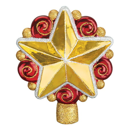 Old World Christmas Gold Swirly Star Glass Tree Topper Decoration 50028