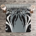 thumbnail image 3 of Ambesonne Eye Quilted Bedspread Set 3 Pcs, Tiger Sharp Eyes Wildlife, King Size, Grey Black White, 3 of 3