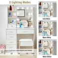 thumbnail image 3 of Ciumeeo Vanity Set with Mirror and Lights, Makeup Vanity with 6 Drawers and Shelves, Makeup Table and Cushioned Stool Set, White, 3 of 10