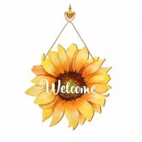 LAMIRO Sunflower Welcome Wood Door Hanger Large Wooden Flower Sign Inspirational Wall Porch Art Summer Fall Front Door Wreath Hanging for Bedroom Living Room Indoor Outdoor Kitchen Home Decor
