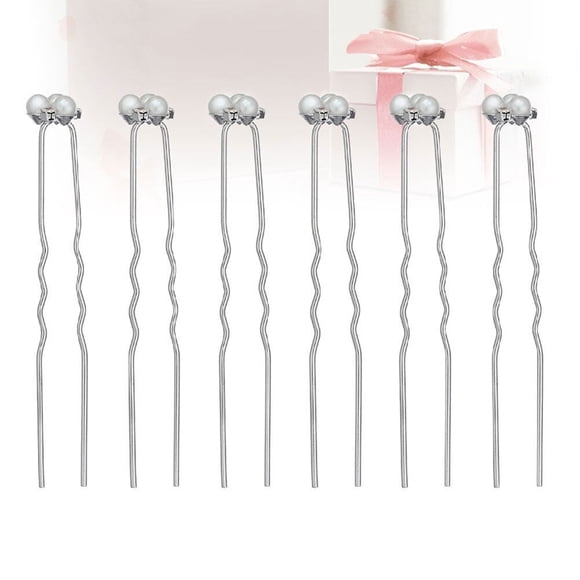 OULII 6Pcs Minimalist Hairpin Cuff Bun Pin Hair Sticks Decorative Silver Accessories for Celebrations