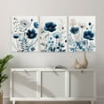 thumbnail image 2 of Hieng 3 Pcs Blue Floral Canvas Wall Art, Elegant Navy Blue Wildflower Lily Daisy Art Wall Decor, Watercolor Botanical Flower Home Poster Art Prints for Living Room Bedroom Bathroom, 2 of 5