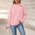 thumbnail image 2 of CINVREST Mock Sweatshirts Women 2026 Fall Winter Fashion Casual Loose Pullover Long Sleeve Button Texture Tops (S, Pink), 2 of 8