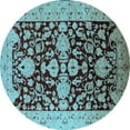 thumbnail image 1 of Ahgly Company Indoor Round Oriental Light Blue Traditional Area Rugs, 5' Round, 1 of 4