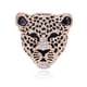 thumbnail image 2 of Insignia de solapa con broche de animal de cristal con diamantes de imitación y cabeza de leopardo manchada de esmalte plateado Vintage, 2 of 3