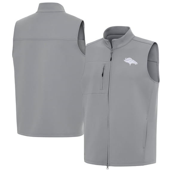 Men's Antigua Gray Denver Broncos Demand Full-Zip Vest