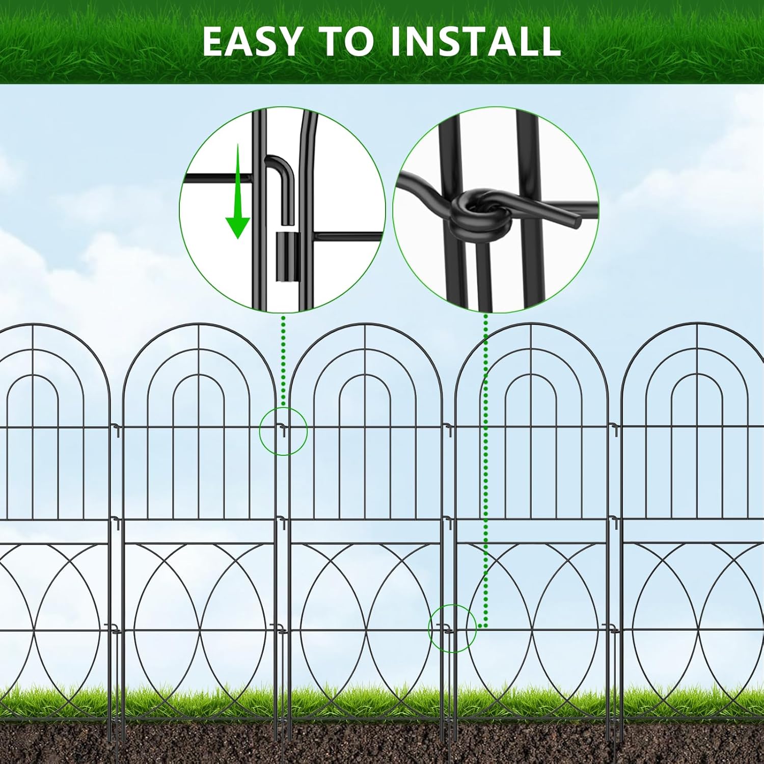Decorative Garden Fence, No Dig Rustproof Metal Wire Fencing Border Animal Barrier, Flower Edging for Landscape Patio Yard Outdoor Decor