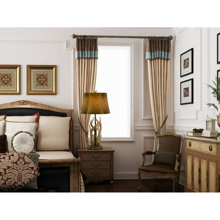 HomeRoots 524665 33 in. Table Lamp with Drum Shade, Brown