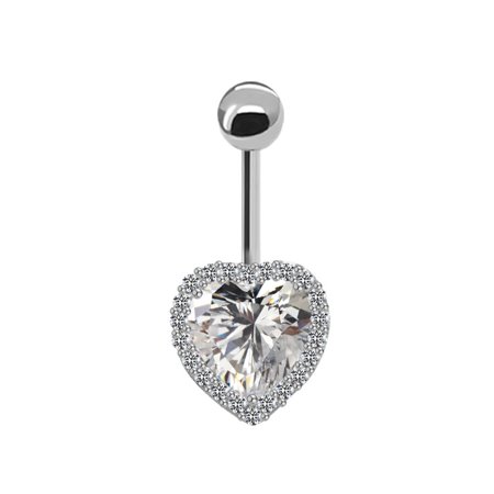 316L Surgical Stainless Steel Clear Cubic Zirconia Belly Button Rings Curved Barbell Body Jewelry for Women Stainless Steel Color 28mm