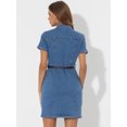 thumbnail image 4 of DARING DIVA Casual Collared Short Sleeve Denim Shirt Dress XS Blue XS Jean Blue, 4 of 6