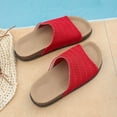 thumbnail image 5 of Slides for Women Cork Footbed Open Toe Mesh Sandals Summer Casual Flat Walking Shoes Comfortable Outdoor Slip on Slippers Red Size 9.5, 5 of 8