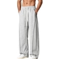 thumbnail image 3 of Babcutegg Mens Plus Size Sweatpants with Pockets Drawstring Loose Fit Spring Fall Athletic Casual Wide Leg Pants Gray Size M, 3 of 10