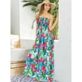 thumbnail image 5 of HAPPY BAY Women's Boho A-Line Slit Maxi Dress Smocked Top Evening Long Strapless Tube Dresses for Women One Size Arctic, Floral, 5 of 5