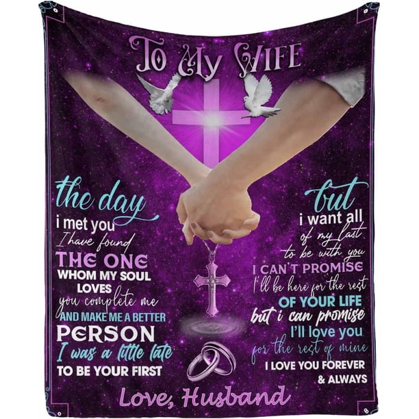 LHSHID Custom Love Saying Message Text Blanket to My Wife from Husband I Want All My Last to Be Will You Custom Hug Blanket Gifts