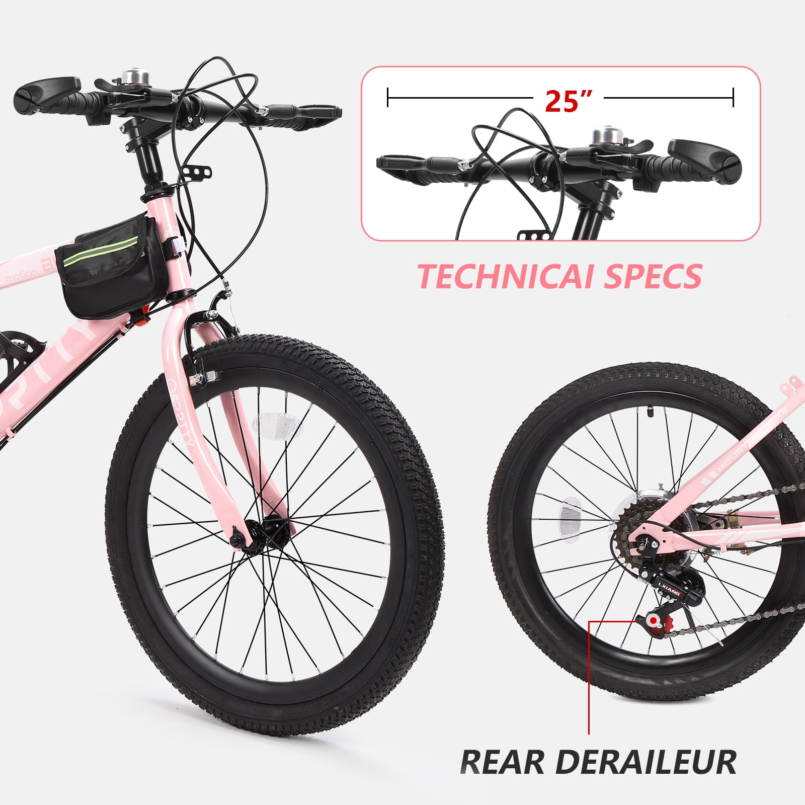 20-24 inch Bike,6-Speed Mountain Bike for Men Women Boys Girls,Comfort Saddle,Pink
