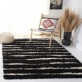 thumbnail image 3 of SAFAVIEH Venus Sophie Striped Shag Area Rug, 6'7" x 6'7" Square, Black/Ivory, 3 of 9