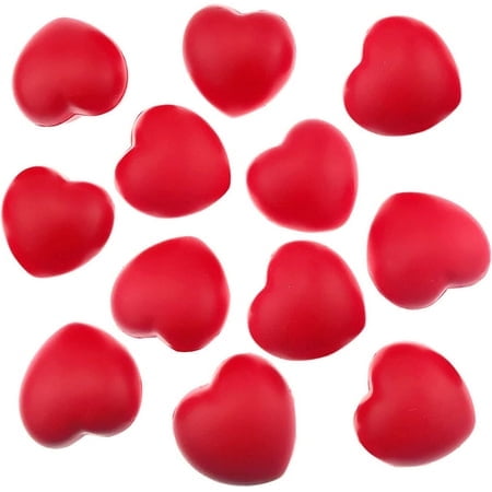 Akusety 12 Balles Anti-Stress en Vrac 2 7/8 Pouces"x3"" Cœur Rouge - Idéal pour la Saint-Valentin Ou la Santé Cardiaque