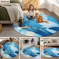 thumbnail image 5 of Round Rugs 3.3Ft, Blue Marble Round Area Rug Washable Indoor Throw Carpet, Modern Ink Painting Abstract Art Soft Non Slip Circle Rug for Laundry Room Patio Home Decor Aesthetic, 5 of 8