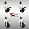 thumbnail image 2 of 3 Inch 316SS Soft Rubber Swivel 1-1/2 Inch Stem Caster Set 2 Lock Brake SCC, 2 of 2