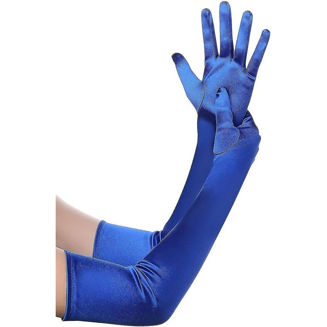 Long Opera Party 20s Satin Gloves Stretchy Adult Size Elbow Length