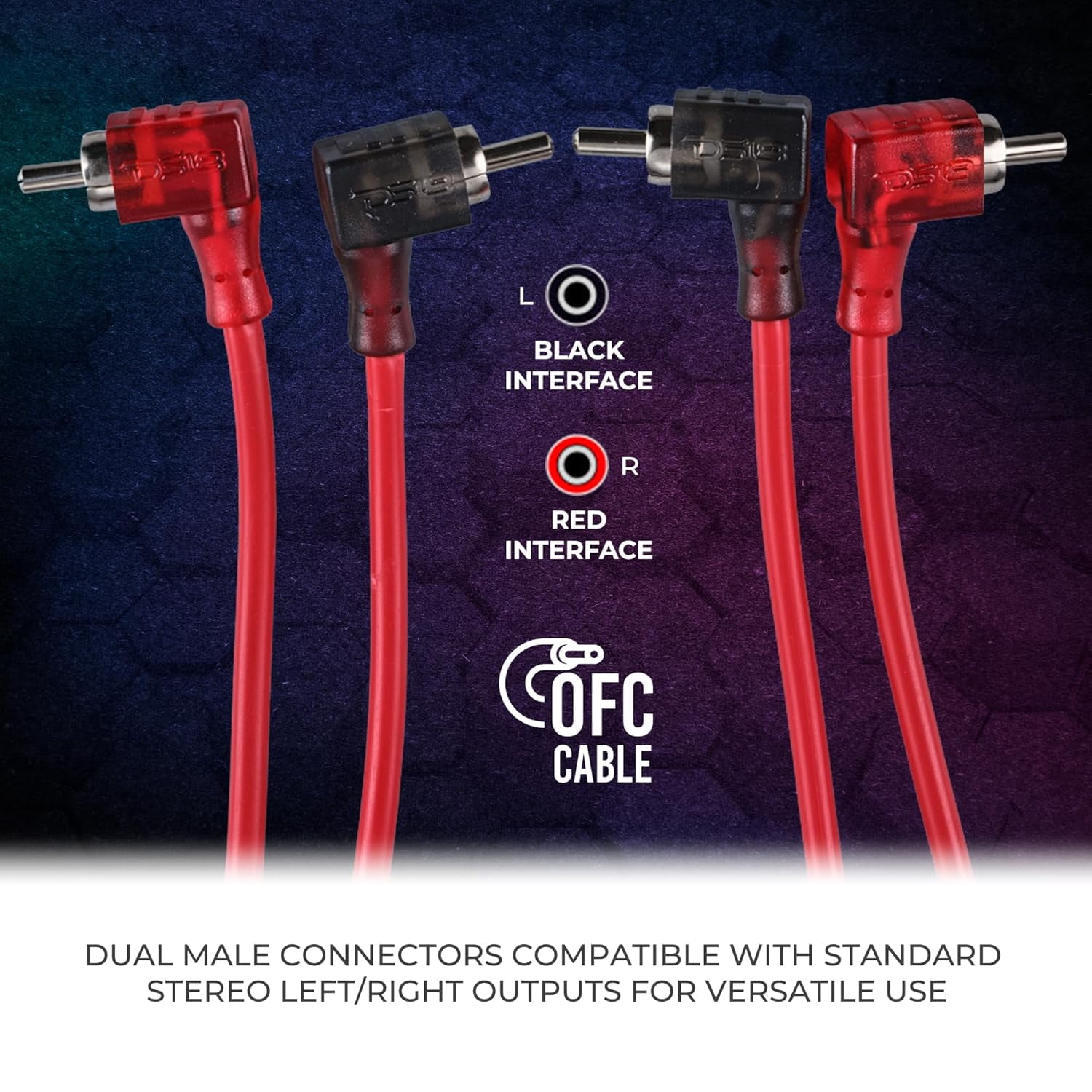 R6.L 100% Oxygen Free Copper OFC Ultra Flex 2-Channel RCA with 90 Degree Ends - Dual Twist Wire Noise Reducing Audio Cable for Amplifiers, Subwoofers, Speakers - 6 FT