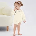 thumbnail image 4 of Niña Bebé Vestido de Manga Larga Estilo de Otoño E Invierno Sudadera Del Niño con Botón Delantero Y Cuello Redondo, Lindo Pantalones Cortos Sólidos Romper para Niños Y Niñas, Suave Bebé Manga Larga R, 4 of 6