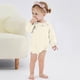 thumbnail image 3 of Niña Bebé Vestido de Manga Larga Estilo de Otoño E Invierno Sudadera Del Niño con Botón Delantero Y Cuello Redondo, Lindo Pantalones Cortos Sólidos Romper para Niños Y Niñas, Suave Bebé Manga Larga R, 3 of 6