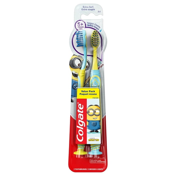 Colgate Kids Toothbrush with Suction Cup, Extra Soft - Minions (2 Count)