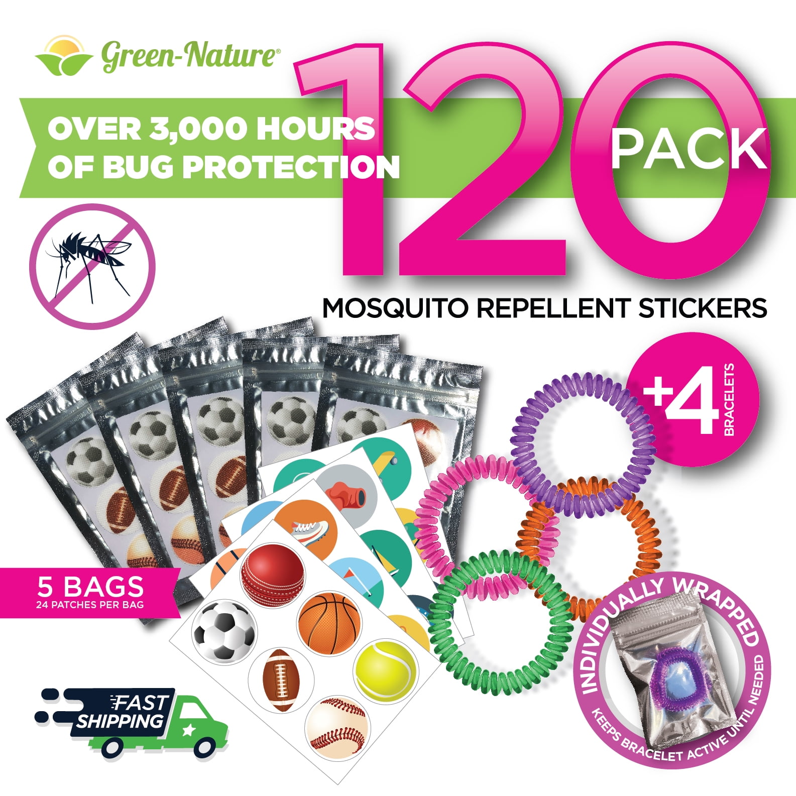 1 Bracelet Insect Mosquito Repellent Stickers Patch Natural Deet Free Non Toxi 
