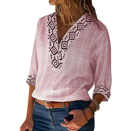 Womens Crossover - 711ONLINESTORE Women Crossover V Neck 3/4 Sleeve Lightweight Casual Top