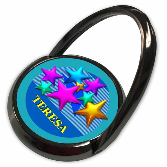 3dRose, Vibrant colored stars on a blue background personalized with the name TERESA, Phone Ring