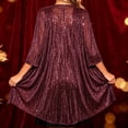 thumbnail image 6 of LEKWK Sequin Cardigan Jacket Women Open Front Sparkly 3/4 Sleeve Coat Elegant Evening Party Wedding Guest Dressy Fall Outerwear Red XL, 6 of 8