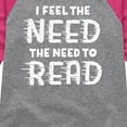 thumbnail image 3 of Instant Message - I Feel The Need To Read - Toddler And Youth Girls Raglan Graphic T-Shirt, 3 of 5