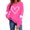 Hot Pink, variant on Tops for Women Long Sleeved Round Neck Hearted Printed Sweatshirts White M