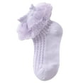 thumbnail image 4 of Caqnni Baby Girls Socks Toddlers Ruffle Socks Girl's Frilly Dress Socks Baby Summer Mesh Socks Solid Crew Socks Dress Kids Princess Socks for 1-16 Years, 4 of 7