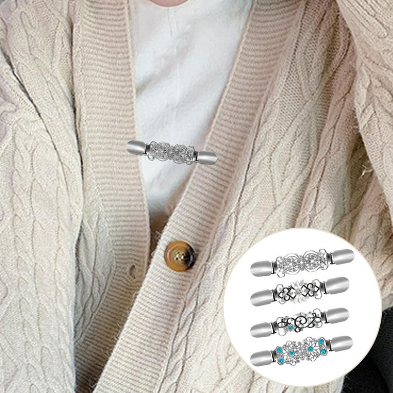 4 Styles Fashion Sweater Clips Jewelry Accessory Alloy Brooch Cardigan Clasp  